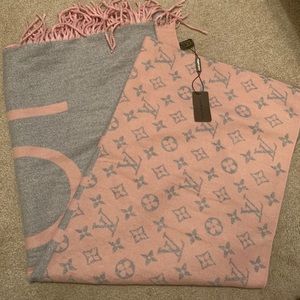 Louis Vuitton pink and grey glittery scarf/shawl